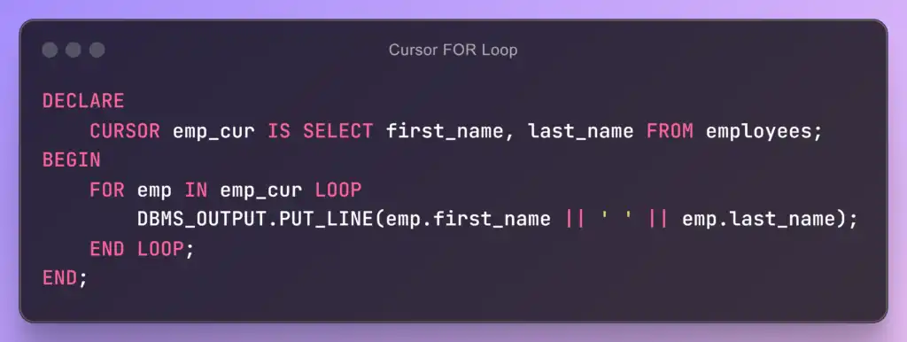 Cursor FOR loop