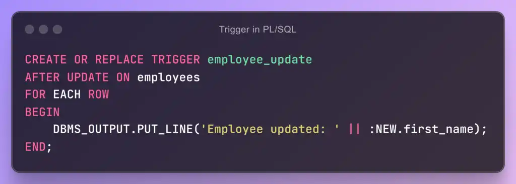Trigger in PL/SQL